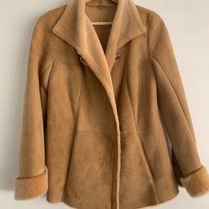 Carolina Herrera genuine lambskin/original shearling, tan, coat/jacket